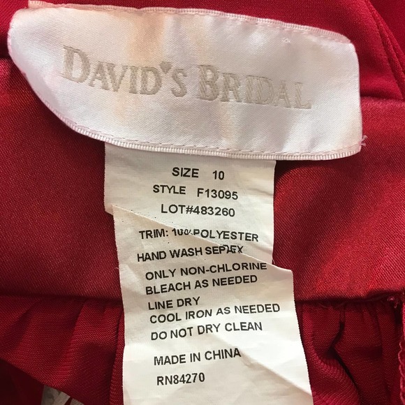 David's Bridal Red Maxi Dress, Size 10 - Picture 5 of 5